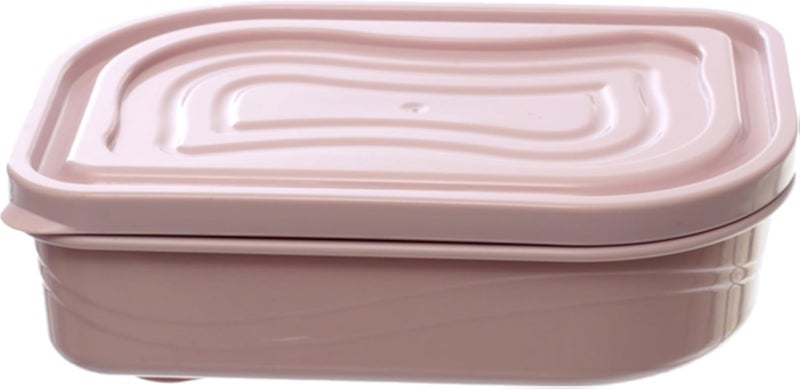BB Plastic Rectangular Food Container with Lid, 650 ml Capacity, Rose